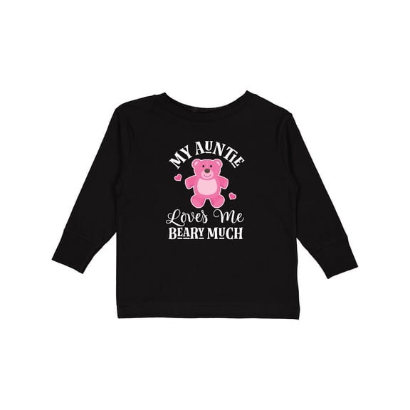 Inktastic My Auntie Loves Me Girls Bear Girls Long Sleeve Toddler T-Shirt