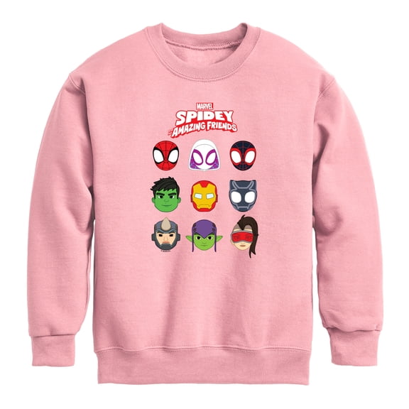 Spider-Man - Smaf Faces Grid Boys' Graphic Long Sleeve Fleece Sweatshirt