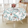 thumbnail image 5 of MIZHONA Red and Green Tablecloth Round,Vintage Floral Table Cloth for Round Table,Kitchen Party Outdoor Decor，72", 5 of 5