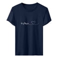 thumbnail image 4 of XMHJSMD Womens Summer Clothes Oma Women's Love Letter Printed Shirt Short Sleeved Round Neck T Shirt Fashion Top Lightweight Soft Casual Summer Clothing Clothes(Navy Blue,M), 4 of 4