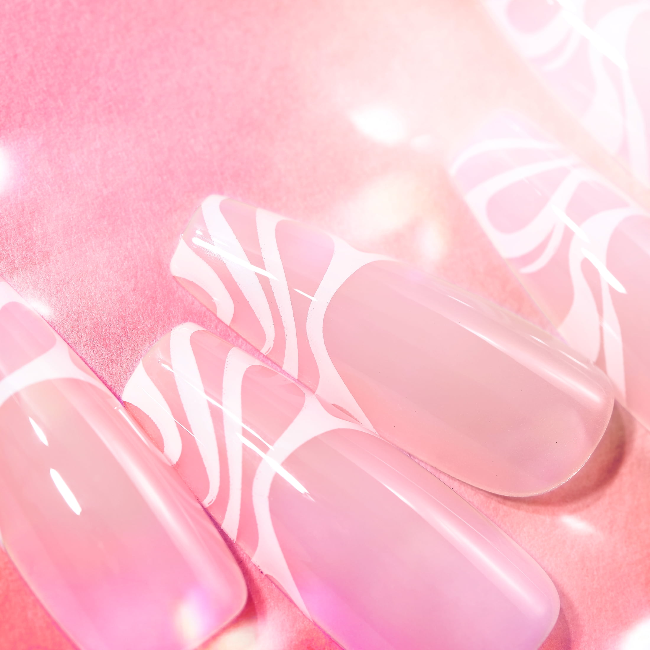 Lottie London x Chaun Legend Stay Press'd, Press On Nail Set, French Twist, 30 Coffin Shape Nails