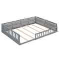 thumbnail image 5 of Harper & Bright Designs Full Size Floor Bed for Boys Girls with Fence, Wood Floor Platform Bed Upholstered Pillow, Gray, 5 of 12