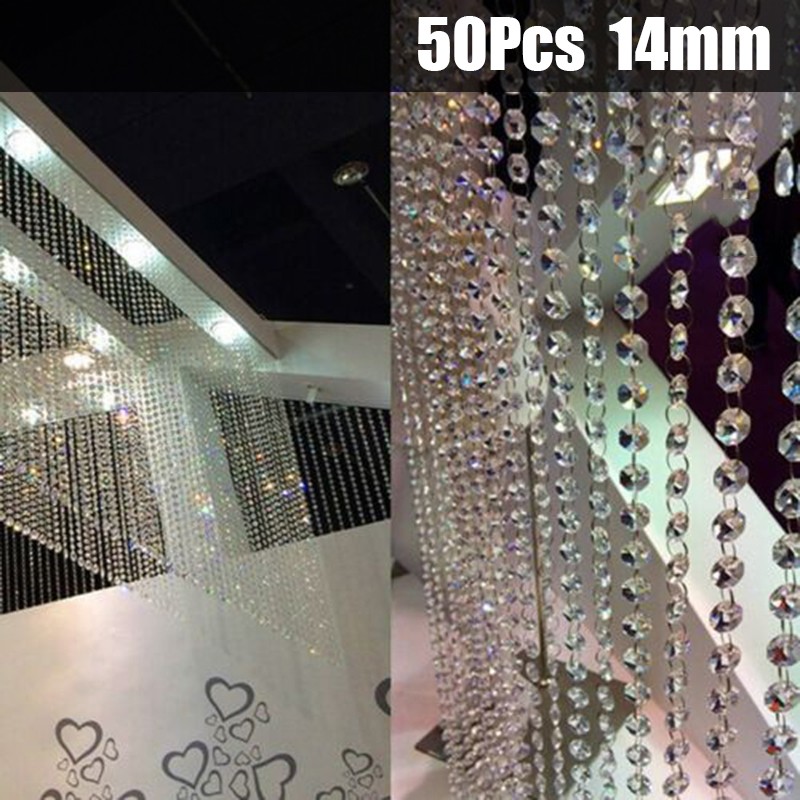 GLFILL 50X 14mm Glass Crystal Bead Chandelier Curtain Wedding Hanging Drop Wedding Deco - image 5 of 7