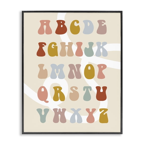 Stupell Industries Eclectic Alphabet with White Spiral Black Framed Giclee Art, 11 x 14, by Lil' Rue