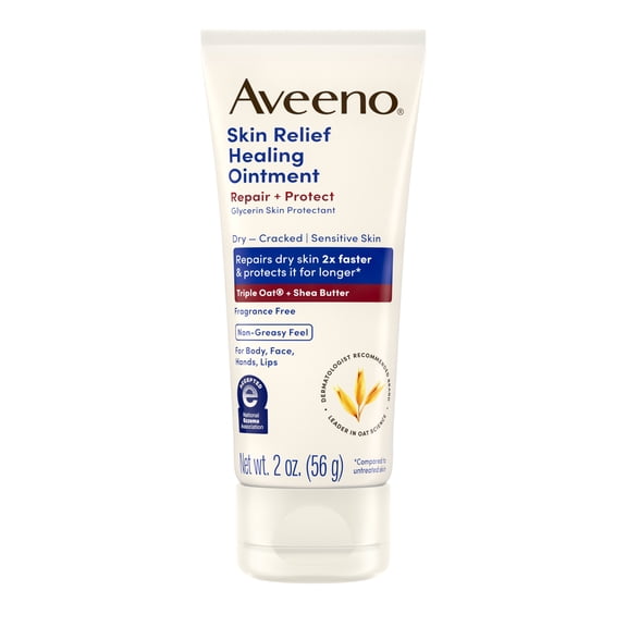 Aveeno Skin Relief Healing Ointment for Dry, Cracked Skin, Glycerin, Non-Greasy, 2 oz