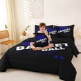 thumbnail image 3 of Castle Fairy Grunge Blue Basketball Print Queen Bedding 7pcs, Urban Sports Themed Bedding Comforter Set Queen, Black Blue,Black Reversible, 3 of 7