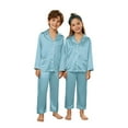 thumbnail image 6 of GILIGEGE Christmas Pajamas Family Silk Satin Button Down Sleepwear Xmas Pjs Matching Sets Holiday Comfy Loungewear Set Family Christmas Pajamas Matching Sets Blue 130, 6 of 8