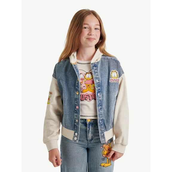 Girls Garfield X Justice Collab Bomber Jacket, Sizes XS - XLP