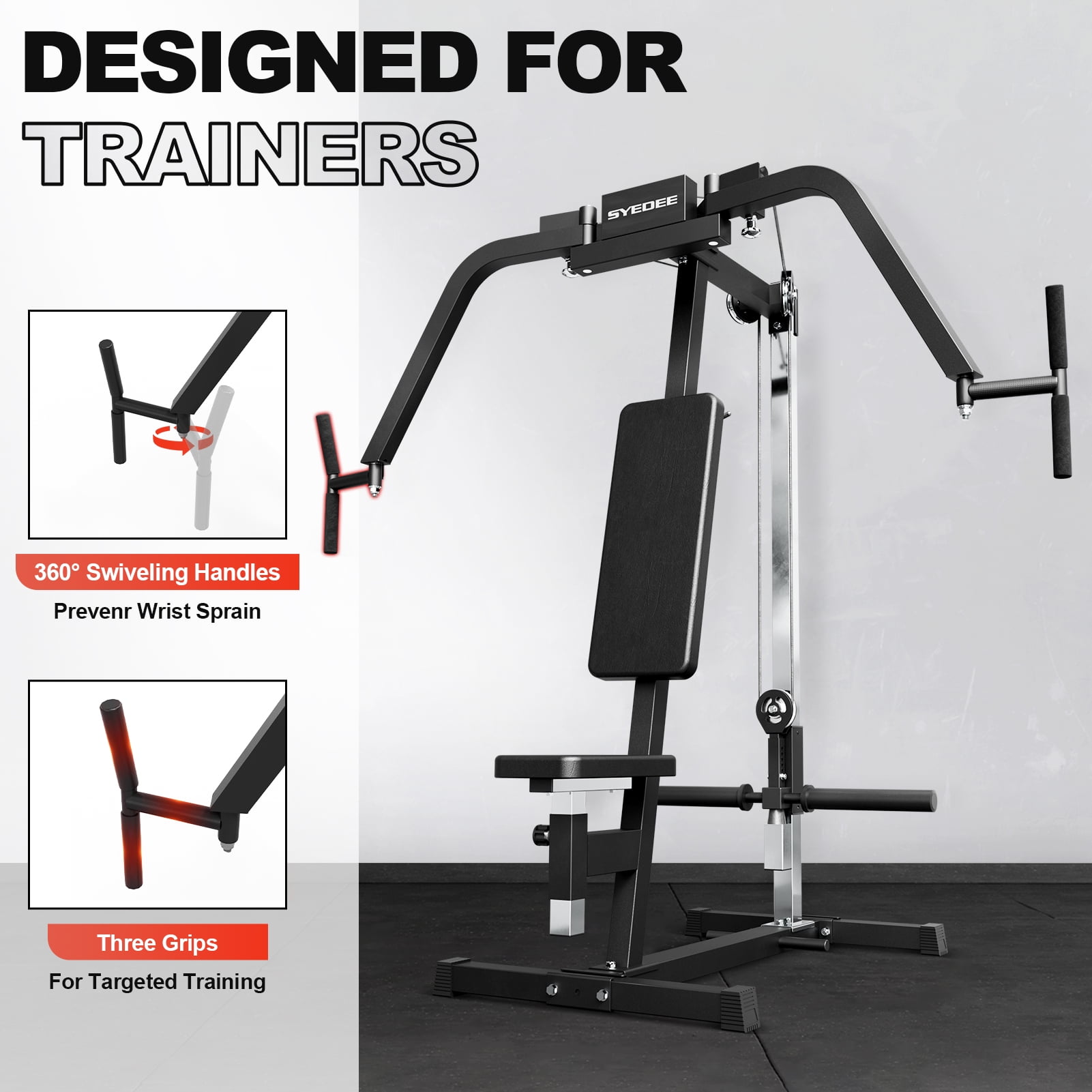 Syedee Chest Fly & Reverse Delt Machine, Plate-Loaded Pec Deck,  400 LBS Upper Body Specialty Machine, 4-Level Seat, 2:1 Ratio, Aluminum Pulleys, Compact Home Gym