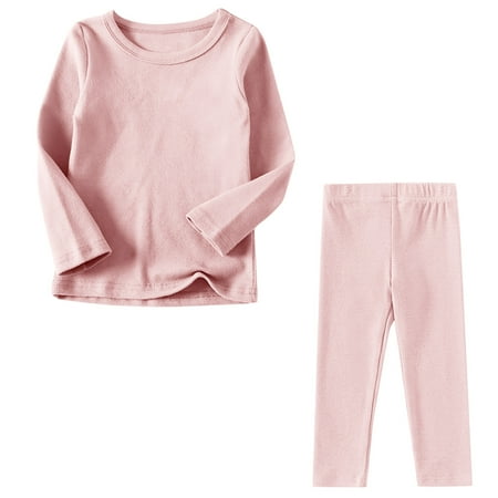 Cethrio Toddler Boys Girls Pajama Set  2 Piece Long Sleeve Comfy Outfit Sets Pink Size 4-5 T
