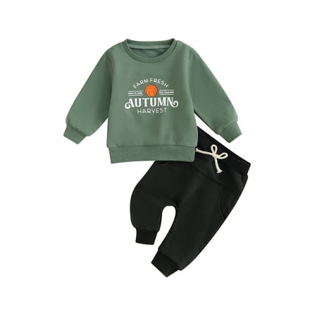 

Baby Boys Halloween Pants Set Letters Pumpkin Sweatshirt Sweatpants