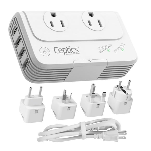 Convertidor de voltaje Ceptics de 200 W, 220 V a 110 V con 3 puertos USB
