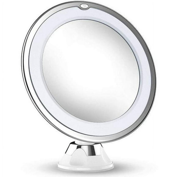 Updated 10x Magnifying Makeup Vanity Mirror with Lights, LED Lighted Portable Hand Cosmetic Magnification Light up Mirrors for Home Table Bath