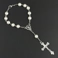 thumbnail image 5 of Pearl Beads Bracelet Catholic Rosary Catholic Holy Silver Color Crucifix Pendant, 5 of 9