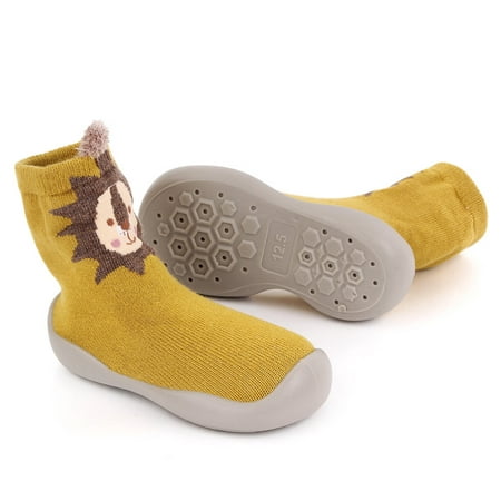 

BIZIZA Toddler Baby Sock Thickened Slipper Shoes Cotton Winter Socks Casual Print for 1-5Y Kids Yellow 25