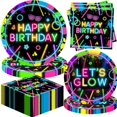 thumbnail image 2 of PYAN-40 Pcs Neon Plates and Napkins Tableware Sets for Neon Party Decorations, Birthday Decorations Which Can Serve 20, 2 of 3