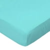SheetWorld Fitted 100% Cotton Percale Play Yard Sheet Fits BabyBjorn Travel Crib Light 24 x 42, Solid Aqua Woven