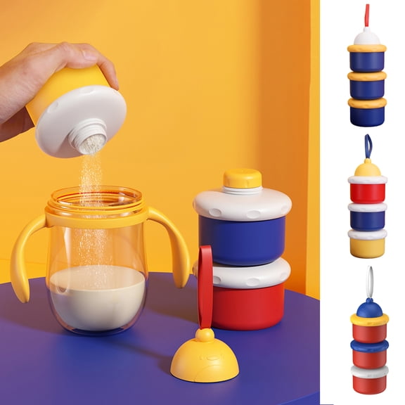 Waroomhouse Milk Powder Box Stackable Non-Spill Storage Use 3 Layer Baby Food Storage Box for Baby