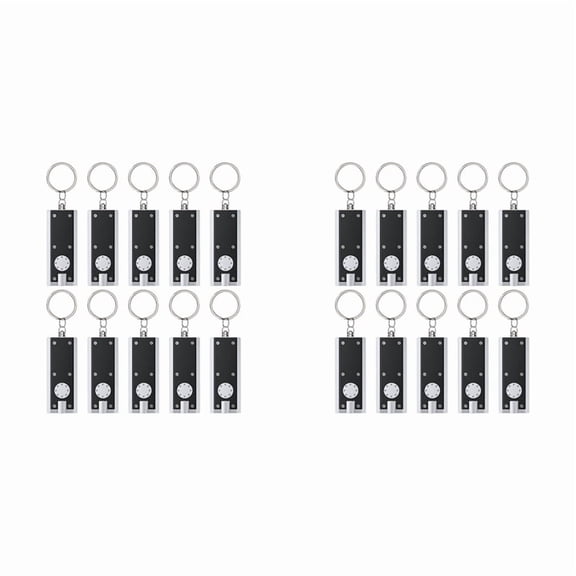 20 Pack Mini LED Keychain Flashlight 12 Lumen Portable Ultra Bright Light Flat Torch for Outdoor Camping Hiking A,20 x Mini Keychain,Black