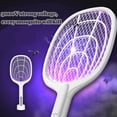 thumbnail image 3 of Bug Zapper, Killer - Matamoscas Eléctrico Recargable Por USB para El Hogar, Exteriores, Rejilla de 3000 V, Luz LED, Seguro Al con Malla blanco Baoblaze raqueta de bug zapper, 3 of 8