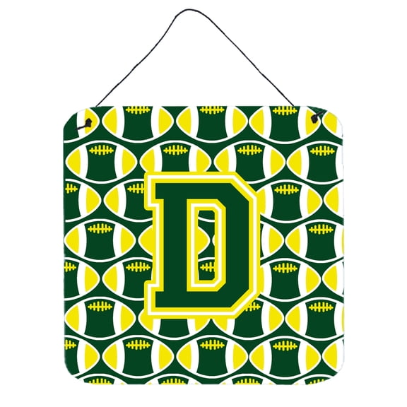 Letter D Football Green and Yellow Wall or Door Hanging Prints