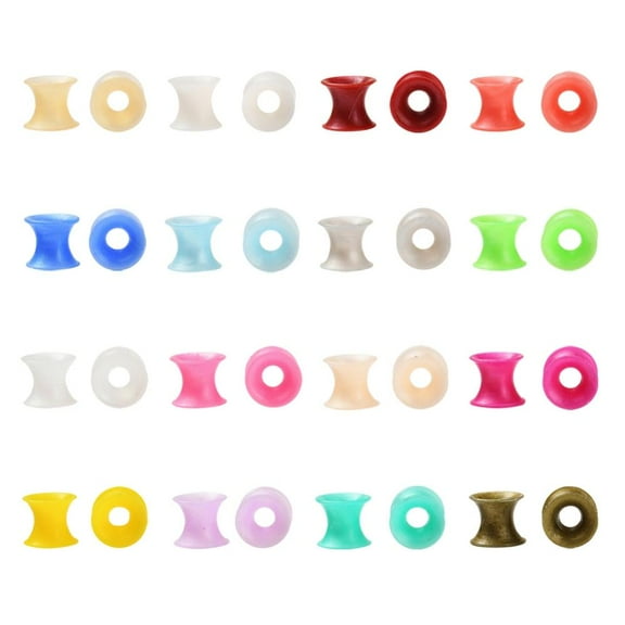 1box 32pcs 16 colors Silicone Thin Ear Gauges Flesh Tunnels Plugs Ring Mixed color 6mm Hole: 5.4mm 2pcs/color