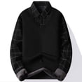 thumbnail image 1 of Blusa y camisa de manga larga con cuello vuelto para hombre, informal, de moda, con forro polar falso, dos botones LED, suéter de manga larga, blusa de poliéster para hombre, 1 of 4