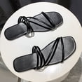 thumbnail image 4 of Fiaer Women's Strappy Gladiator Sandals Criss Cross Strap Flat Sandals Open Toe Casual Fashion Slippers Black 7, 4 of 4