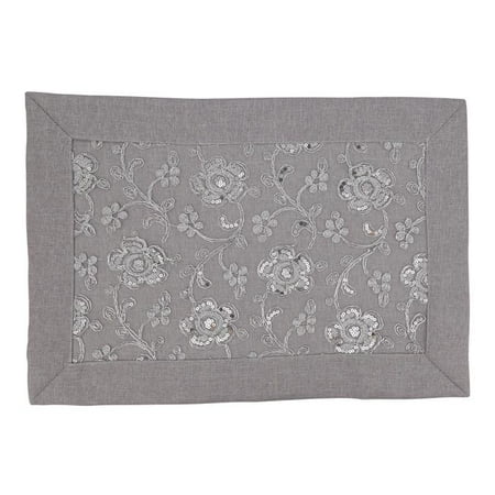 

Saro Lifestyle 4019.S1420B 14 x 20 in. Floral Embroidered Placemats Silver Stripe - Set of 4