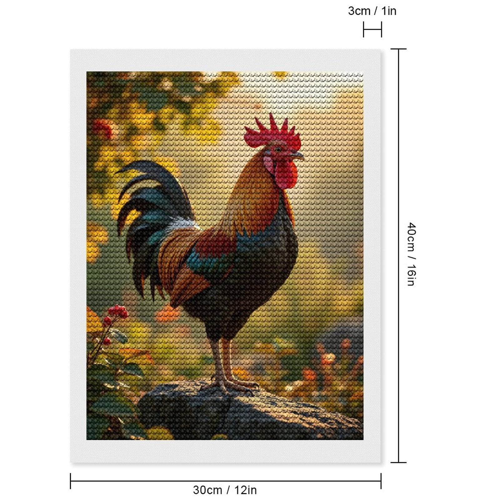 Diamond Art Kits for Adults - Rooster Morning Sunlight Rock Nature 5d Diamond Painting for Adults, Diamond Art for Adults Beginners, Frameless Diamond Painting Kits for Adults for Home Wall Decor