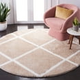 thumbnail image 2 of SAFAVIEH Tahoe Elwyn Trellis Shag Area Rug, 6'7" x 6'7" Round, Beige/White, 2 of 8