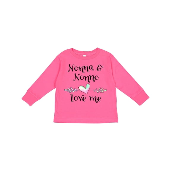 Inktastic Nonna and Nonno Love Me Heart Grandchild Boys or Girls Long Sleeve Toddler T-Shirt