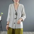 2024 Cotton And Linen Jacket For Women Solid Thin Sun Protection Jacket