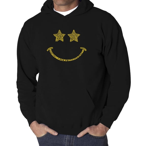 Men's Word Art Hooded Sweatshirt - Rockstar Smiley
