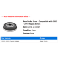 thumbnail image 2 of Rear Brake Drum - Compatible with 2002 - 2003 Toyota Solara, 2 of 2