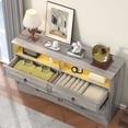 thumbnail image 4 of Winkalon Dressers for Bedroom 6 Drawer Dresser with LED Lights and Power Outlets,Gray, 4 of 9