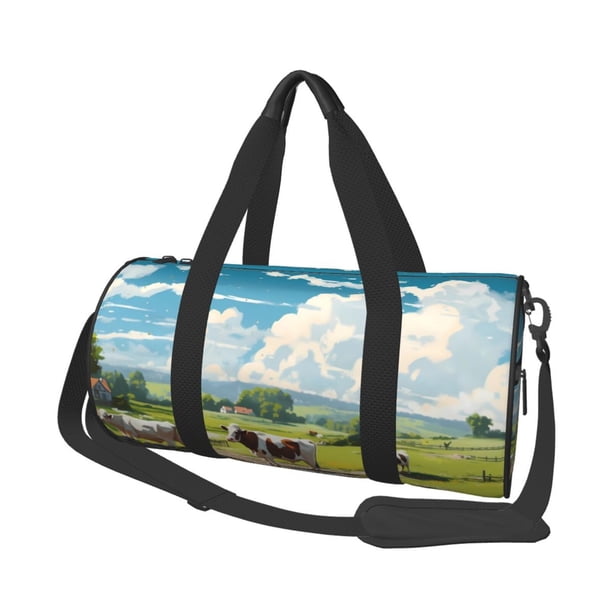 Easygdp Countryside Farm Cow Bolsa de Viaje, Bolsa de Mano, Bolsa de Gimnasio, Bolsa de Equipaje para Viaje