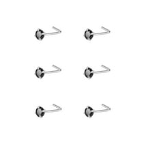 6pcs 22g 2.5mm Nose Rings Studs for Women Black CZ Nose Studs Silver 6.5mm Length L Shaped Nostril Piercing Jewelry 22 Gauge Nose Jewelry Surgical Steel L Bend Nose Stud