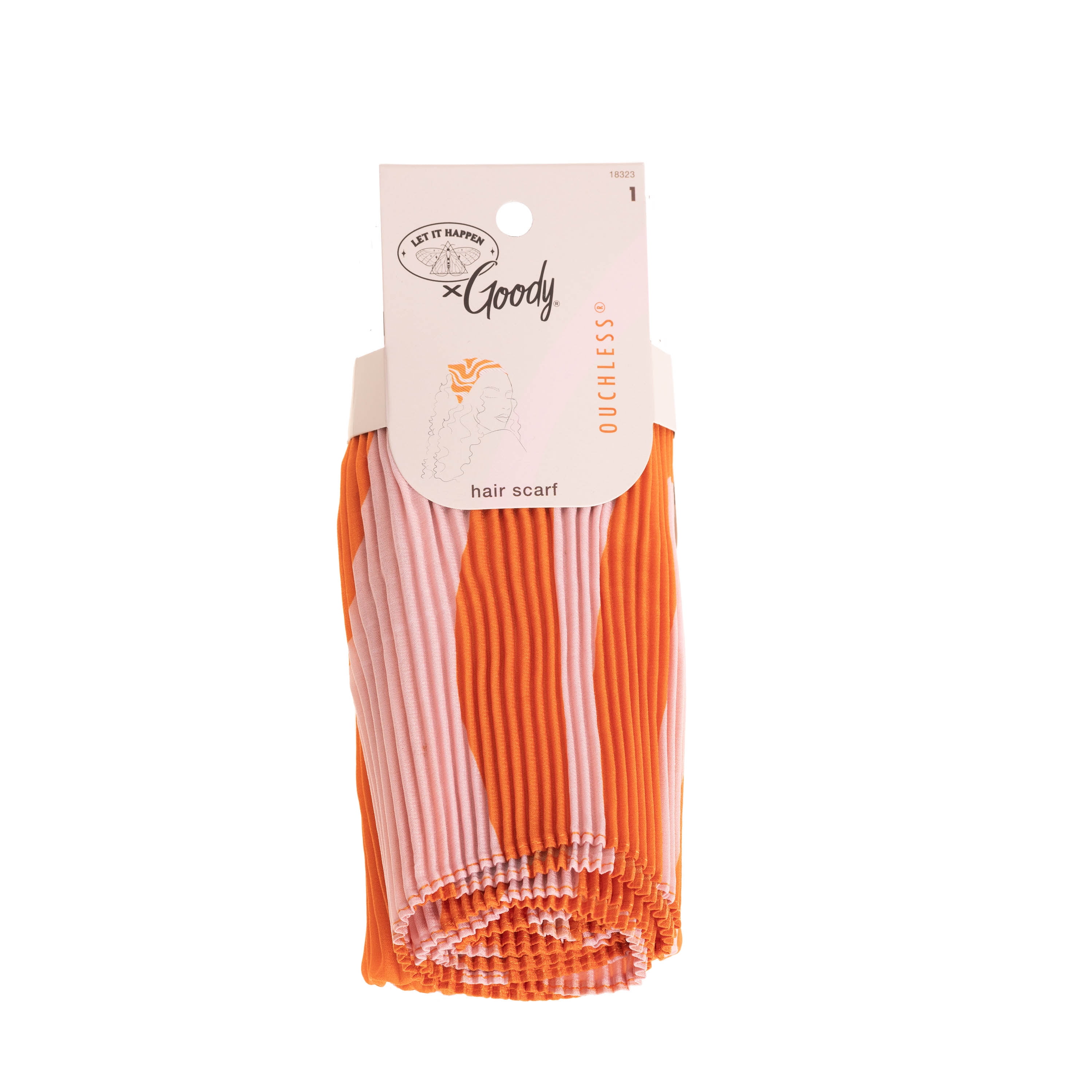 Goody Tru X Let It Happen Collab Ouchless® Pleated Head Scarf Orange, 1 CT