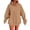 343#Khaki, variant on Trendy Plain Oversized Fleece Hooded Sweatshirts For Women Long Sleeve Relax Fit Cute Preppy Casual Fall Winter Daily Outfit Tops With Pockets Khaki 2XL