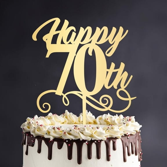 Happy Birthday Cake Topper Customized Names Numbers Happy 70th Birthday Reusable Cake Insert Topper Baking Cake Decor for Birthday Anniversary Party Decoration