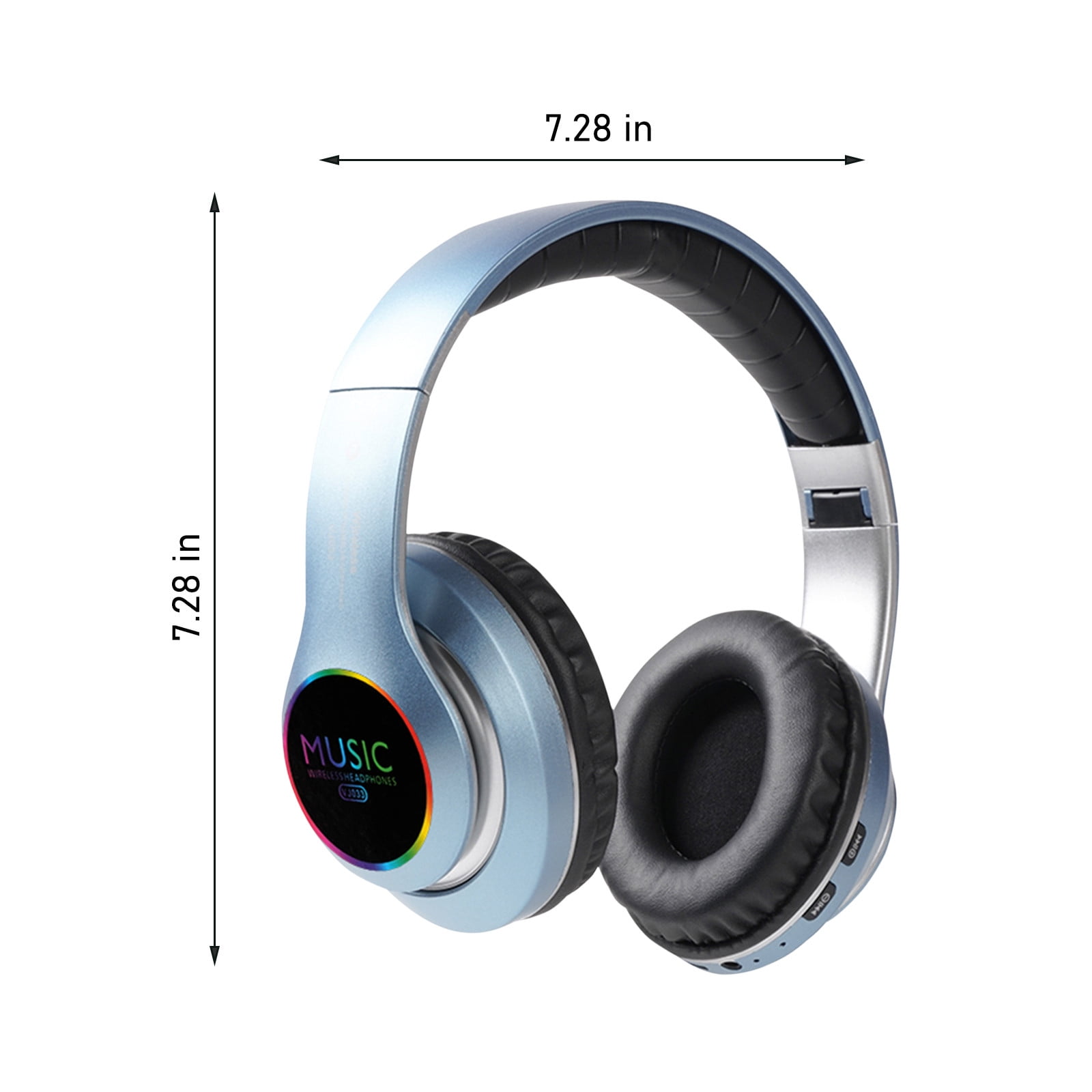 Bluetooth Headphones Over Ear,65H Playtime and 6 EQ Music Modes with Microphone,HiFi Stereo Foldable Lightweight Wireless Headset,Deep Bass for Home Office Cellphone PC Etc.,Blue