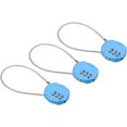 thumbnail image 1 of shiyou-Combination Lock 8 Inch, 3 Pcs 3 Digit Outdoor Waterproof Code Padlock with Wire Rope for Luggage Gym Locker Fence Toolbox Backpack, Light Blue, 1 of 4