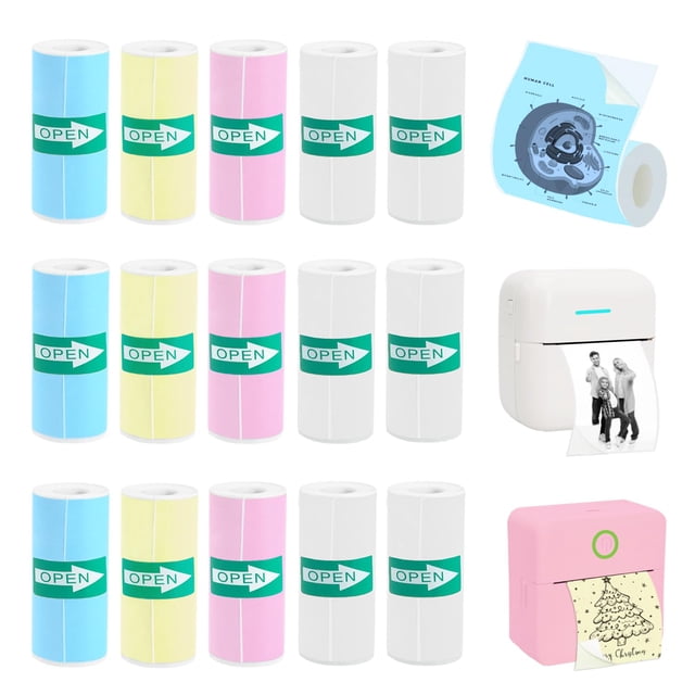 Rollos de papel adhesivo térmico Vicbear para miniimpresora de 57 x 25 mm
