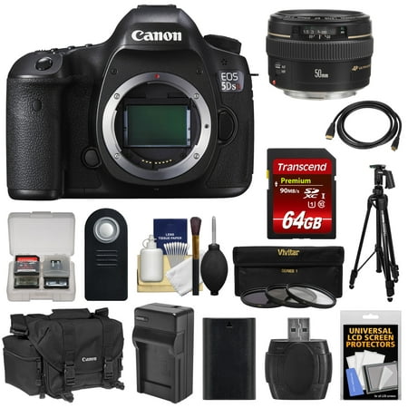 Canon EOS 5DS R Digital SLR Camera Body with 50mm f/1.4 Lens + 64GB Card + Battery + Charger + Case + Filters + Tripod + Kit