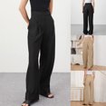 thumbnail image 1 of Straight High Waisted Wide Leg Pants, Spring Solid Color Commuting Suit, Versatile Tube Top Design, Stylish Casual Wear, For Work Travel, Durable Cotton Blend, Fashionable Urban Outfits, Relaxed Fit, 1 of 9
