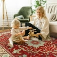 thumbnail image 3 of Jamfeel Washable Rugs Vintage Distressed Print Indoor Carpet Low-Pile Floor Non Slip Rug for Living Room, Bedroom 4' x 6' Red, 3 of 6