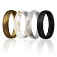 thumbnail image 1 of Anillo de Boda de Silicona ROQ Juego de Ajuste Cómodo Estilo Cúpula 9 mm Blanco Mármol con Negro Blanco Mármol con Metal Bronce Negro Metal Bronce, 1 of 2