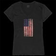 thumbnail image 1 of Rapid Dominance GS2-800-BLK-03 T-Shirt à Manches Courtes à Col en V pour Femmes, Graphique de Drapeau Usé, Noir - Grand, 1 of 1