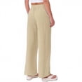 thumbnail image 5 of Pxxlle Plus Size Linen Pants for Women Loose Fit Wide Leg Palazzo Pant Casual Summer Drawstring High Waisted Pleated Trousers with Pockets Khaki S, 5 of 10